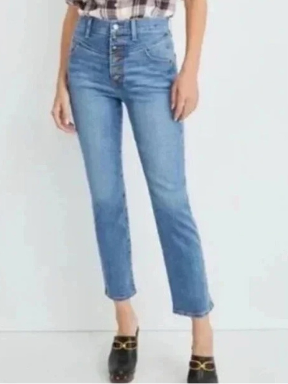 Veronica Beard Ryleigh Slim Straight-Leg Button-Fly Jeans Laguna Wash Size 29